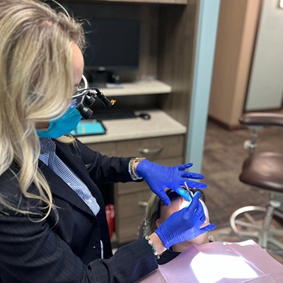 Dr. Sandra Browning consulting with a patient